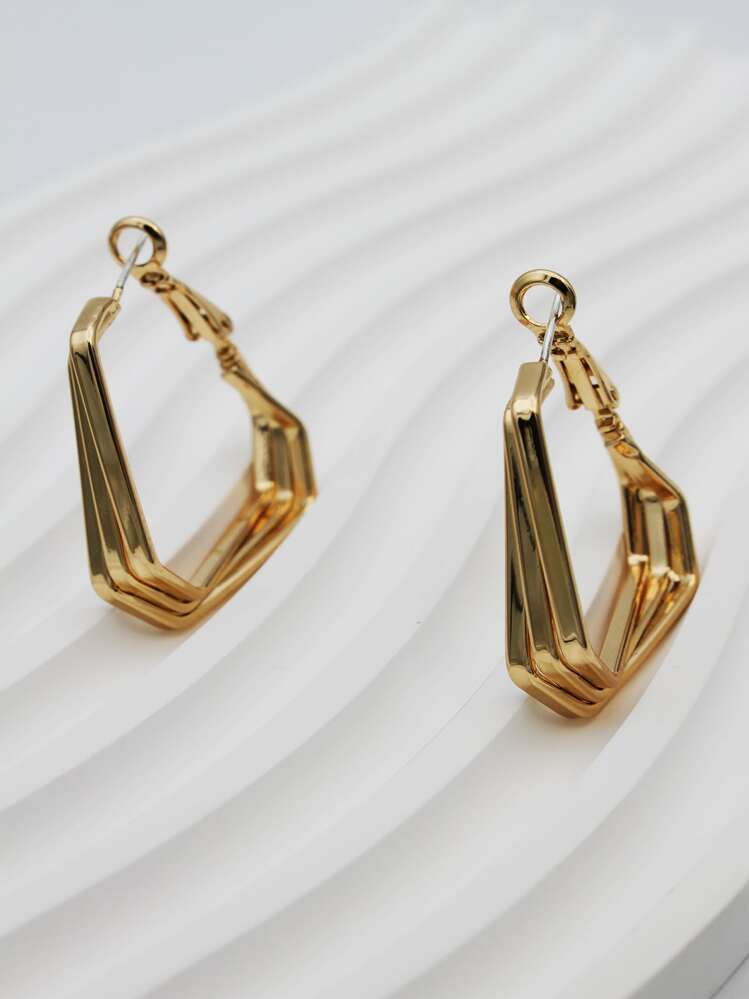 Pendientes de aro con diseño geométrico - Amarillo Oro - Añade 1