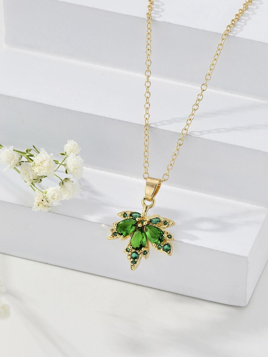 Vòng cổ lá phong đính đá Zirconia - Nhiều màu - Xem 1