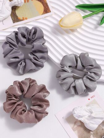 1 件或 3 件套优雅多色缎面发圈，均码