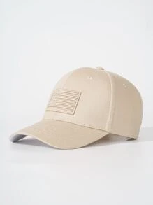 Flag Embroidered Baseball Cap - Beige - View 1
