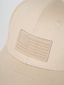 Flag Embroidered Baseball Cap - Beige - View 3