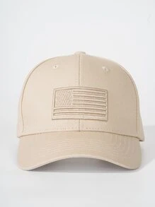 Flag Embroidered Baseball Cap - Beige - View 4