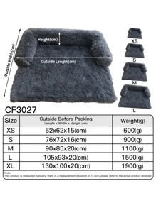 1pc Solid Color Plush Pet Sofa Bed - Dark Grey - View 2