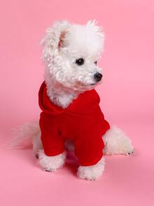 1入組字母圖案寵物連帽衫 - 紅色 - 查看 2