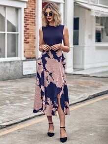 BTFBM Đầm Xù Hoa Boho - Màu xanh hải quân - Xem 4