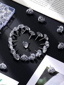 50pcs Clear Heart Design Pushpin - Clear - View 1