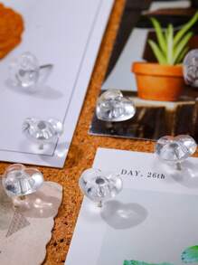 50pcs Clear Heart Design Pushpin - Clear - View 2