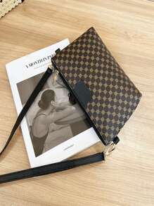 Bolsa cuadrada con patrón geométrico - Negro - Ver 2