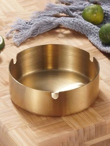 1 pieza Cenicero de acero inoxidable minimalista redondo para mesa - Dorado - Ver 2