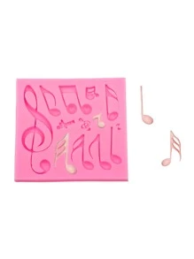 1pc Silicone Mold, Musical Note Design DIY Silicone Mold For Home - Pink - View 1
