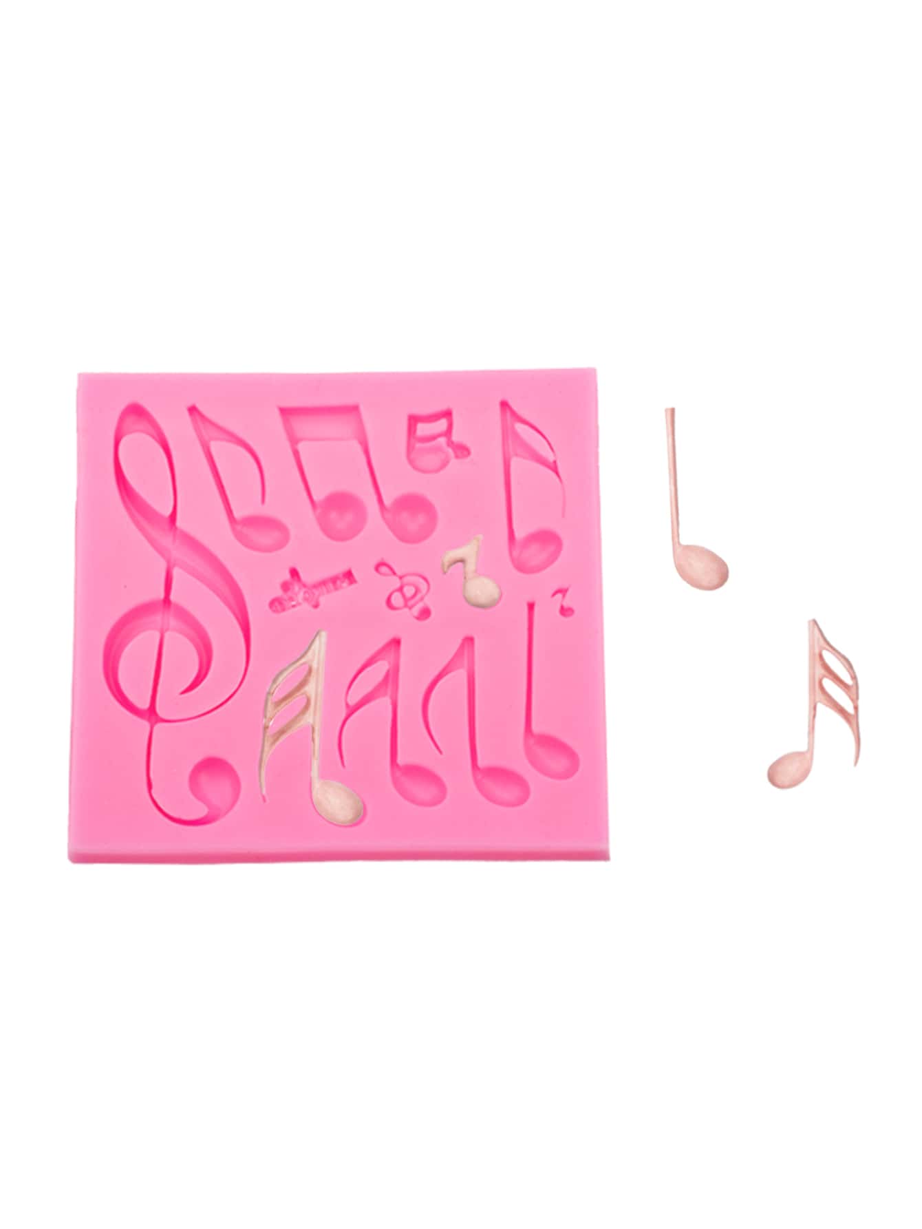 1pc Silicone Mold, Musical Note Design DIY Silicone Mold For Home - Pink - View 1