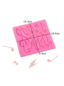 1pc Silicone Mold, Musical Note Design DIY Silicone Mold For Home - Pink - View 2