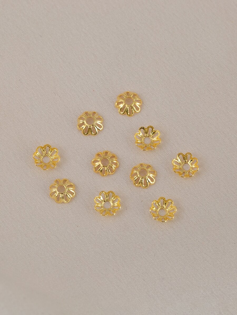 10 piezas Accesorio de joya DIY con diseño de flor - Amarillo Oro - Ver 1