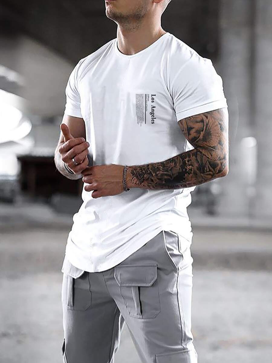 Manfinity Homme Áo thun & Áo lót Nam Slogan Giải trí - trắng - Xem 1