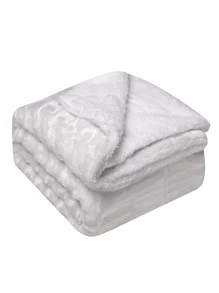 1pc Plush Pet Blanket - White - View 1