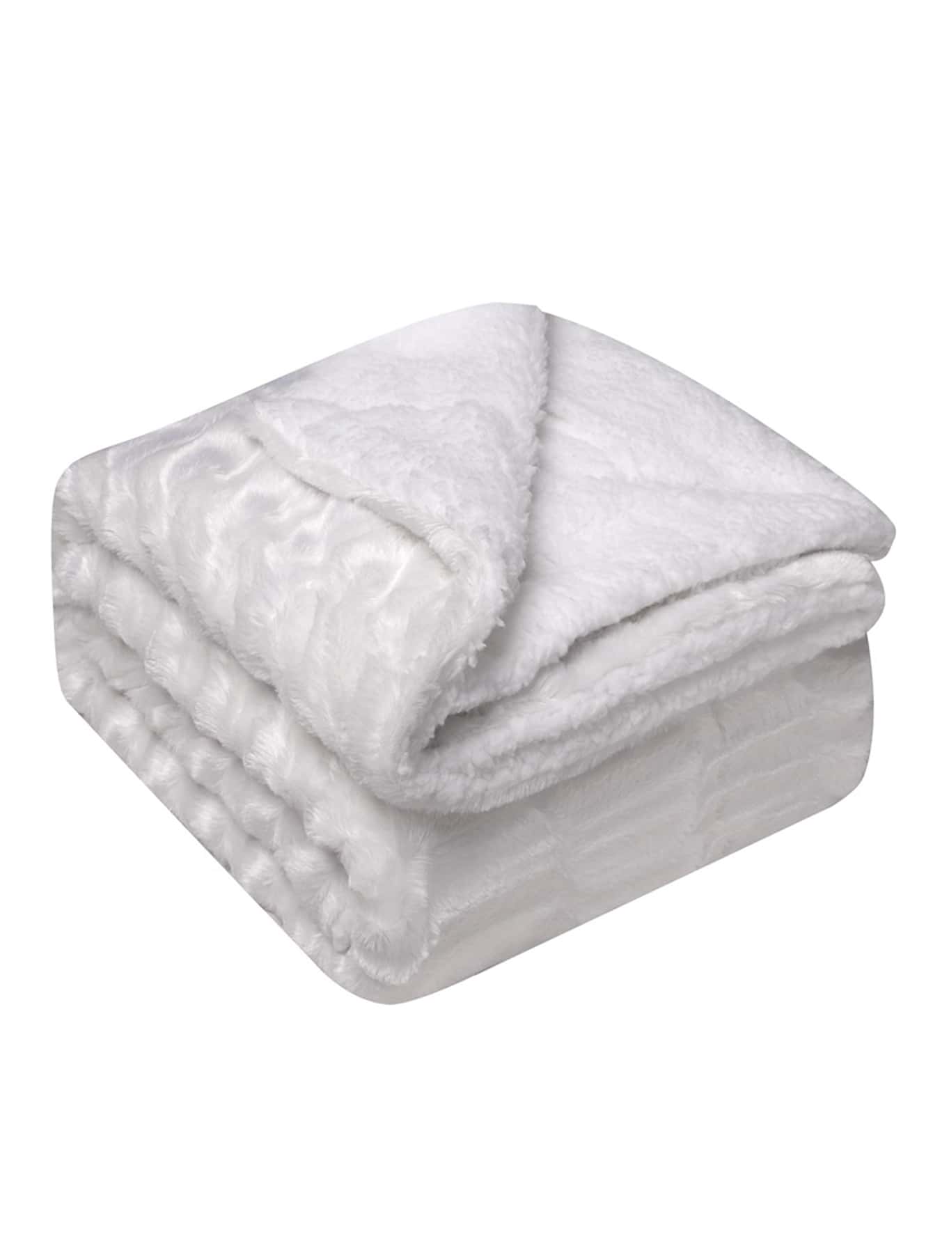 1pc Plush Pet Blanket - White - View 1