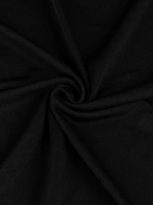 1pc Black Sofa Slipcover, Polyester Ruffle Trim Stretch Sofa Slipcover For Sofa, All Season - Black - View 3