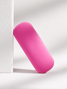 1pc Ladies' Fashionable And Versatile Solid Color Frosted Leather Eyeglass Case For Business And Daily Use - Hot Pink - View 2