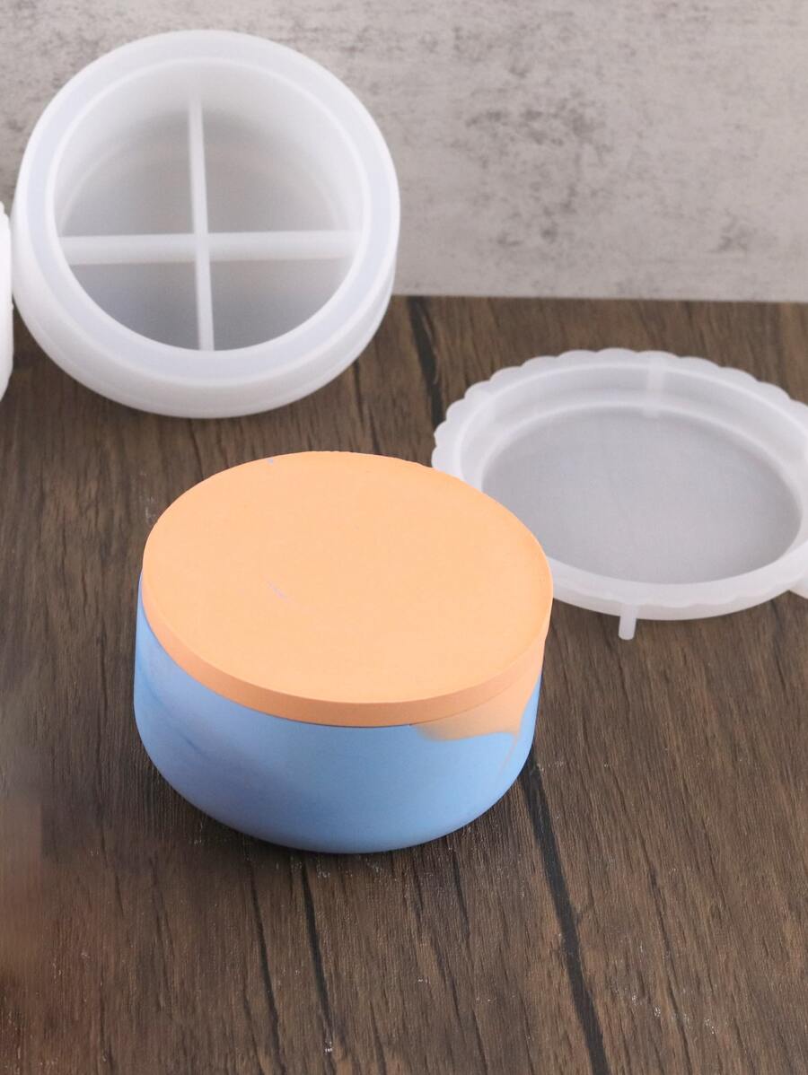 1 Khuôn Silicon Có Nắp, Thiết Kế Hình Học Tự Làm Khuôn Silicon Cho Gia Đình - trắng - Xem 1