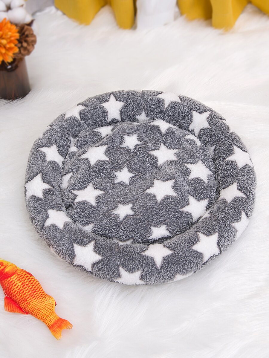 1 pieza Cama para mascotas con patrón de estrella felpa - Gris - Ver 1