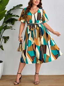 SHEIN Clasi Vestido con estampado geométrico - Multicolor - Ver 1