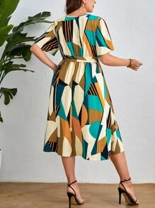 SHEIN Clasi Vestido con estampado geométrico - Multicolor - Ver 2