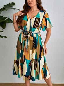 SHEIN Clasi Vestido con estampado geométrico - Multicolor - Ver 3