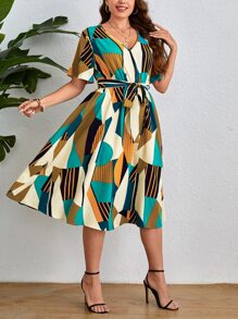 SHEIN Clasi Vestido con estampado geométrico - Multicolor - Ver 4