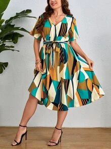 SHEIN Clasi Vestido con estampado geométrico - Multicolor - Ver 6
