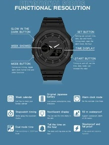 SANDA SANDA Fashion Men's G-Style Sports Electronic Watch Outdoor Waterproof Night Light Watch LED Digital Stopwatch Clock Watch Men's Quartz