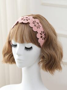 Floral Embroidered Hair Band - Dusty Pink - View 2