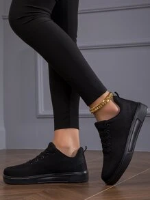 Unisex Mesh Lace-Up Skate Shoes, Casual Lightweight Breathable Sneakers For Men And Women