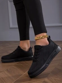 Unisex Mesh Lace-Up Skate Shoes, Casual Lightweight Breathable Sneakers For Men And Women