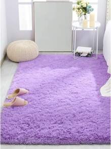 1入組滌綸地毯極簡紫色毛絨地板地毯適用於客廳臥室 - 紫色 - 查看 3