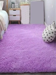 1入組滌綸地毯極簡紫色毛絨地板地毯適用於客廳臥室 - 紫色 - 查看 6