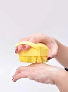 1 Bàn chải tắm silicon, Bàn chải cơ thể gội đầu sáng tạo cho phòng tắm - Hồng - Xem 5