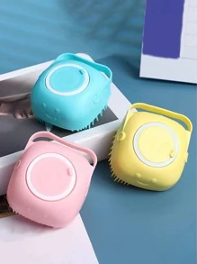 1 Bàn chải tắm silicon, Bàn chải cơ thể gội đầu sáng tạo cho phòng tắm - Hồng - Xem 4