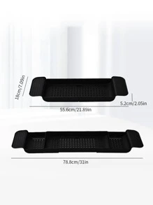 1pc Plastic Bathtub Tray, Minimalist Black Retractable Bathtub Rack For Bathroom - Black - View 2