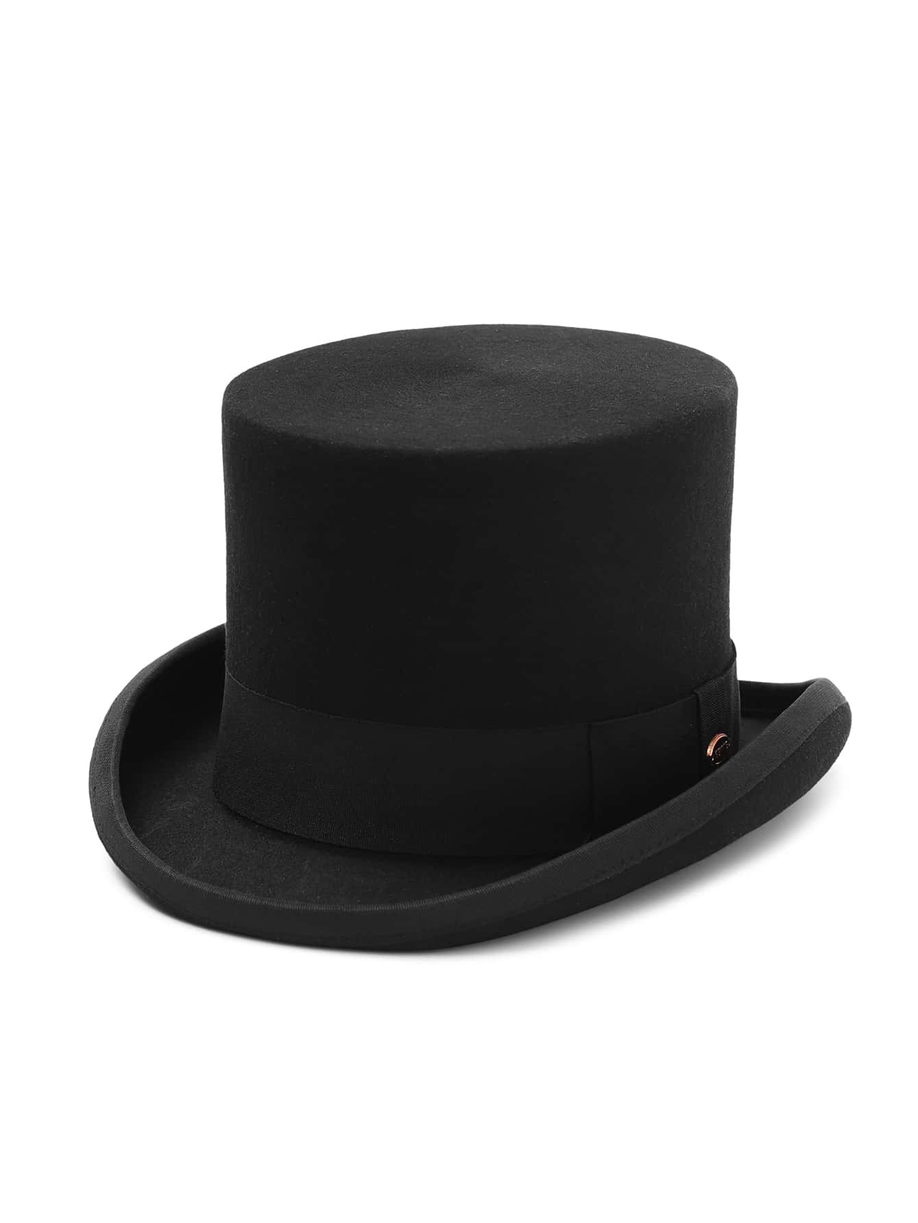 1 sombrero de copa de lana pura negra para hombre, parte superior plana - Negro - Ver 1