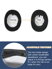 1 sombrero de copa de lana pura negra para hombre, parte superior plana - Negro - Ver 4