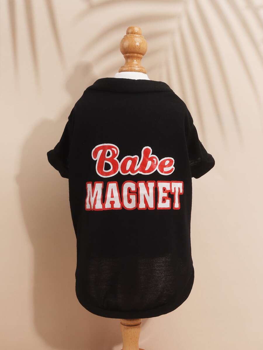 1pc Letter Graphic Pet Tee - Black - View 1