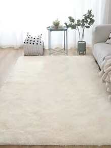 1pc White Rug, Minimalist Polyester Fluffy Floor Carpet For Home - White - View 4