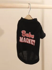 1pc Letter Graphic Pet Tee - Black - View 5
