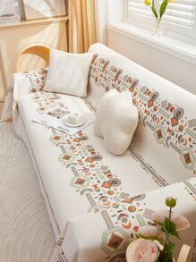 1入組幾何圖案沙發巾現代滌綸原邊防滑毛巾套四季皆宜 - 米色 - 查看 6