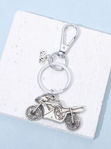 男士摩托車吊墜鑰匙圈 - 銀色 - 查看 2
