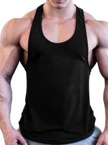 Manfinity Fitness Men Letter Graphic Sports Tank Top Workout Tops - Black - View 2