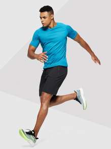 Manfinity Sport Corelite Men Drawstring Waist Zipper Pocket Sports Shorts Gym Shorts Jogger Shorts - Black - View 5