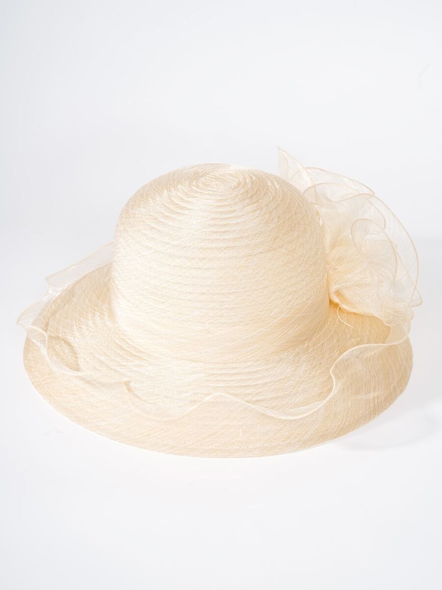 Mesh Decor Hat - Beige - View 1