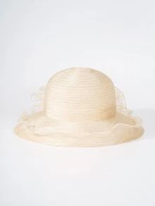 Mesh Decor Hat - Beige - View 2