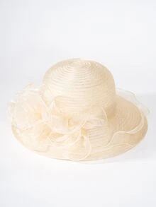 Mesh Decor Hat - Beige - View 3